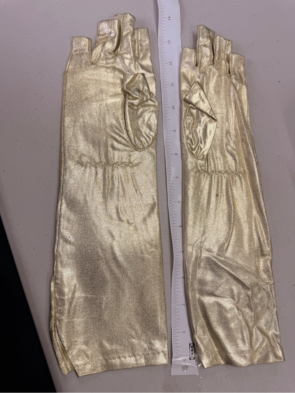 Metallic Gold Fingerless Evening Gloves
